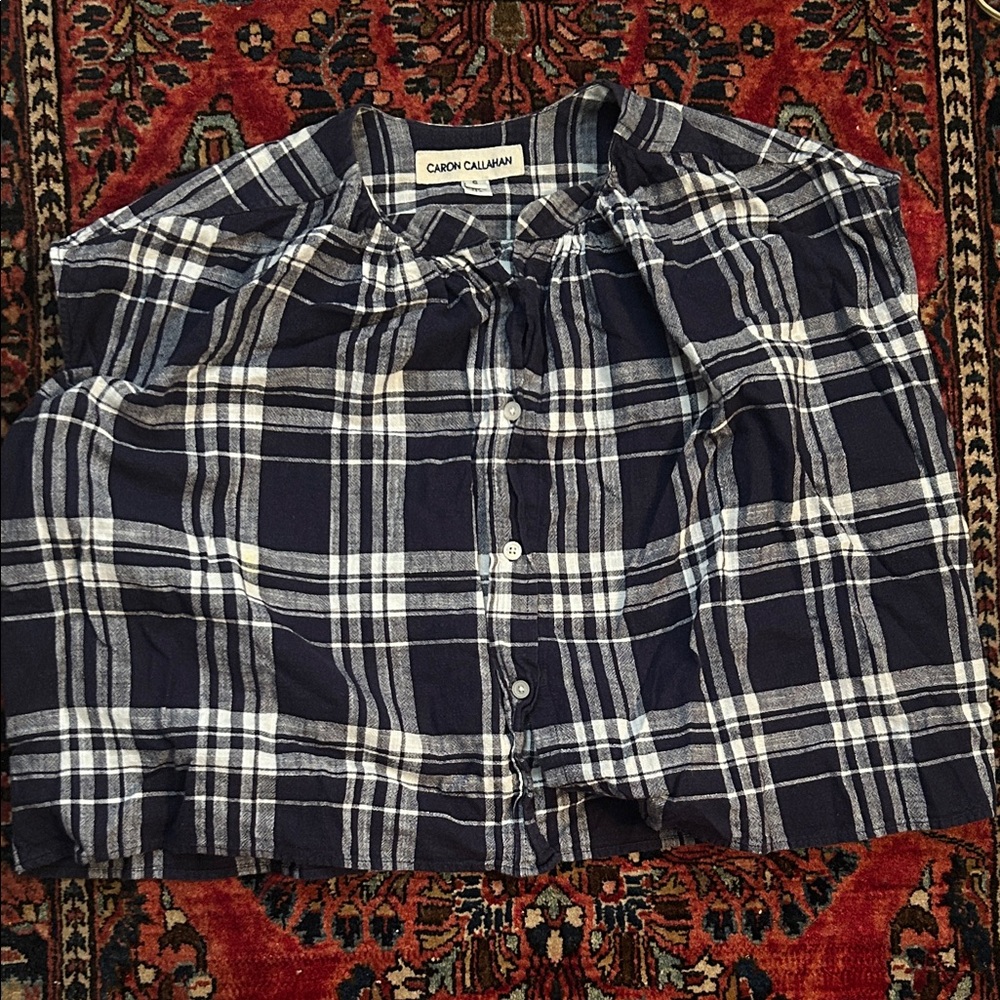 Caron Callahan plaid short sleeved top
